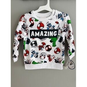 Marvel Sweatshirt Toddler Boys 3T White Spidey Amazing Friends NWT